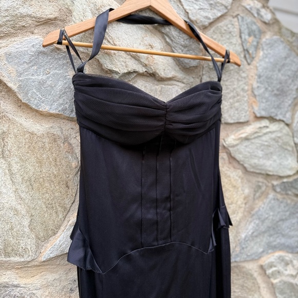 Vera Wang Black Silk Corset Satin Peplum Long Evening Dress size 6 - Picture 5 of 13